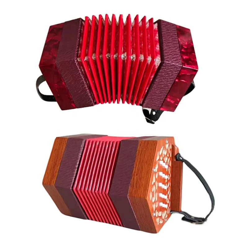 30 Keys Hexagonal Accordion,  English-Style Button Accordion Professional Performance