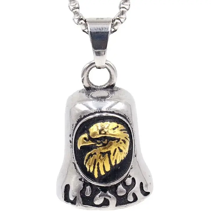 

Fashion Punk Fire Eagle Bell Pendant Necklace Biker Vintage Bell Rock Necklace Accessories