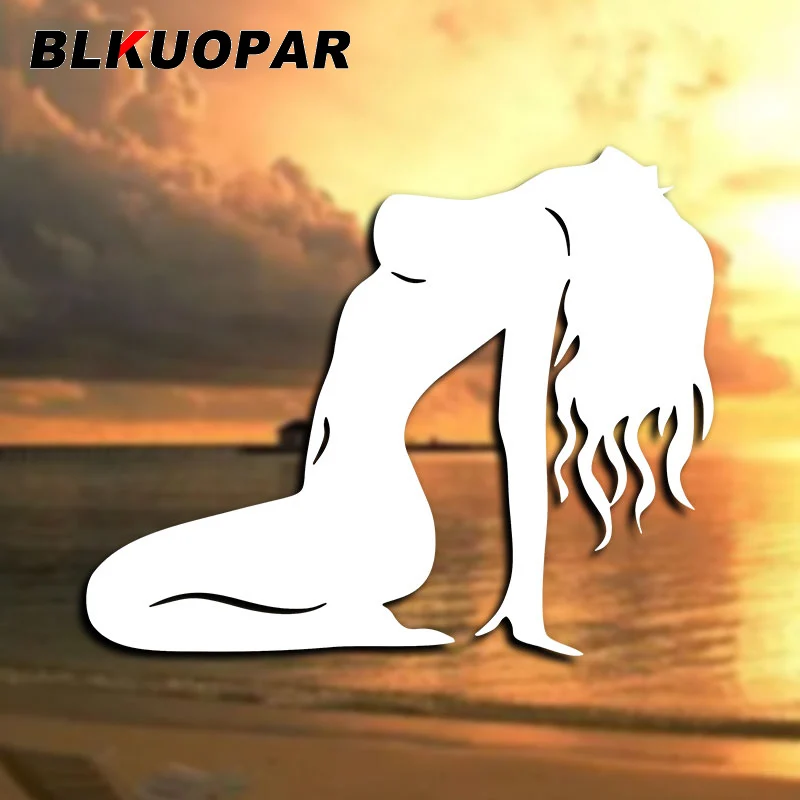 BLKUOPAR Sexy Girl with Long Hair and Head Up Car Stickers Personality Decal Sunscreen Die Cut Helmet Surfboard Car Lable