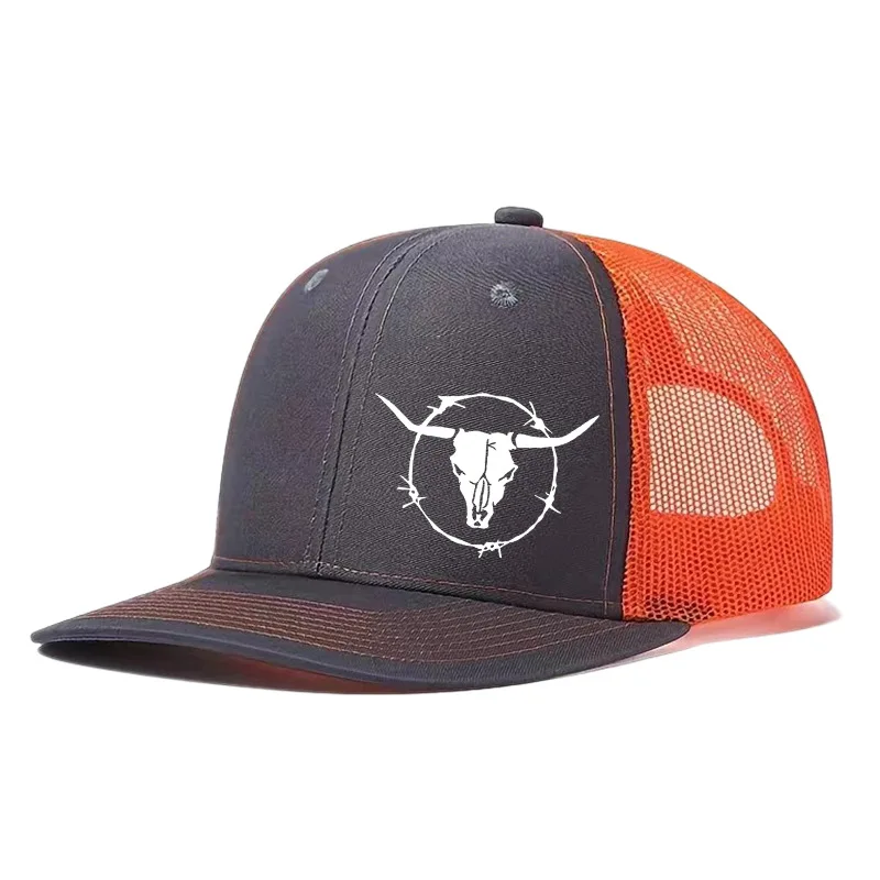 Outdoor-Sport Bullhead Print sechsteilige Mesh Cap Baseball Cap Truck Driver Cap Sonnenschutzhut