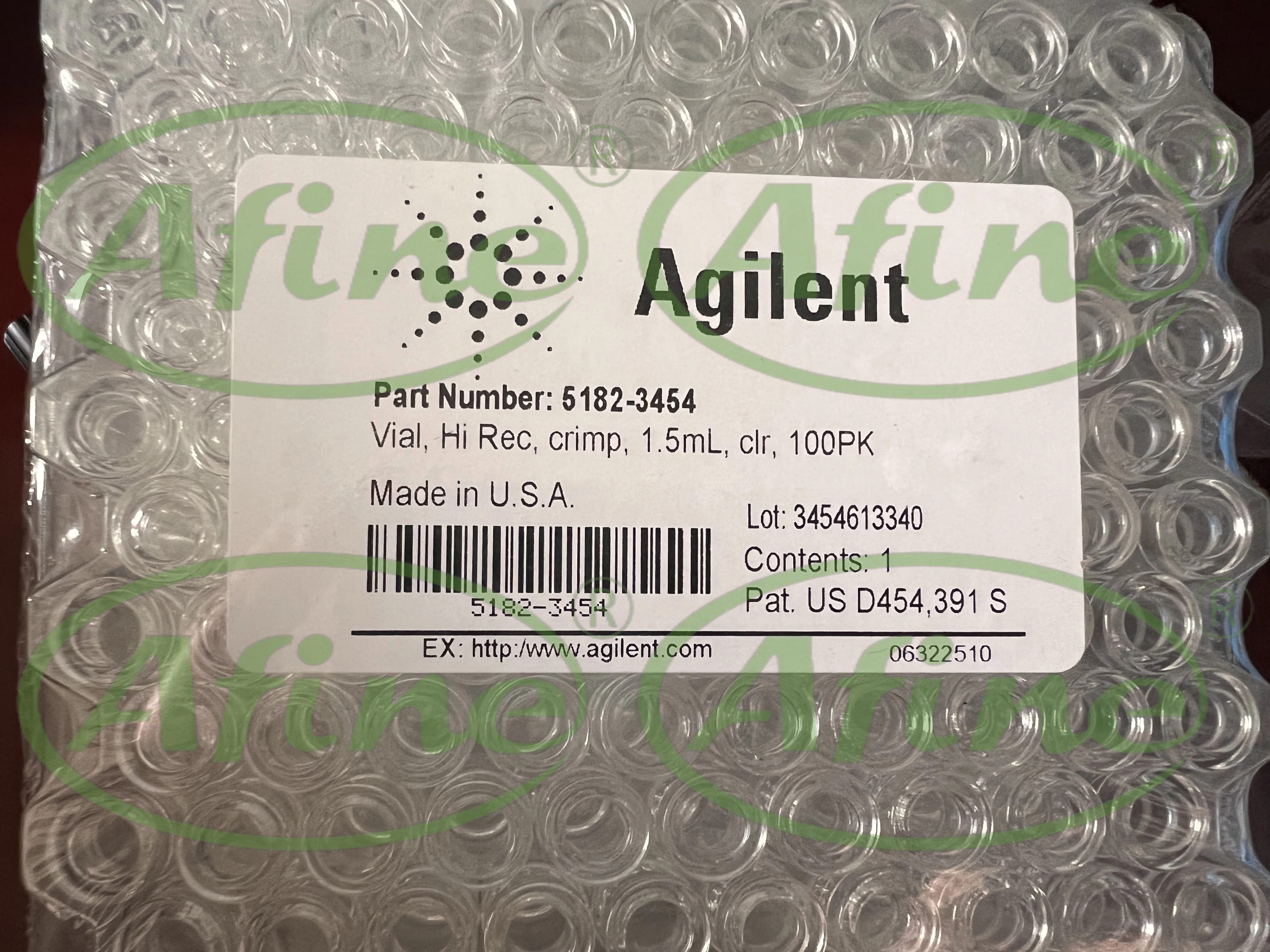 AFINE Agilent High Recovery Vials & Inserts, 100/pk: Screw Top 5183-2030 ,Crimp Top 5182-3454