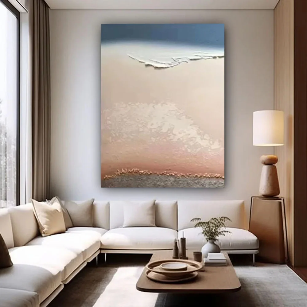 

100% hand drawn pink blue abstract oil painting original wall painting home living room decoration paint interior aesthetics