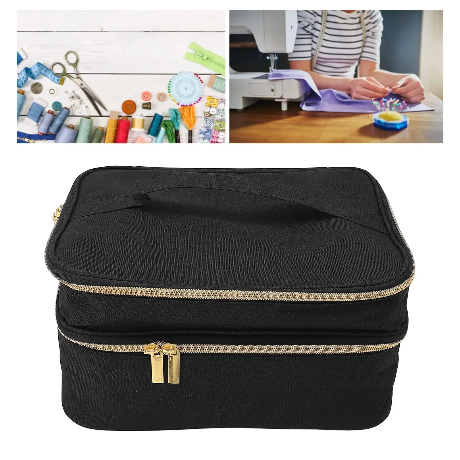 

Органайзер для швейных принадлежностей, двухслойный водонепроницаемый полиэстер с несколькими отделениями, сумка для швейных принадлежностей