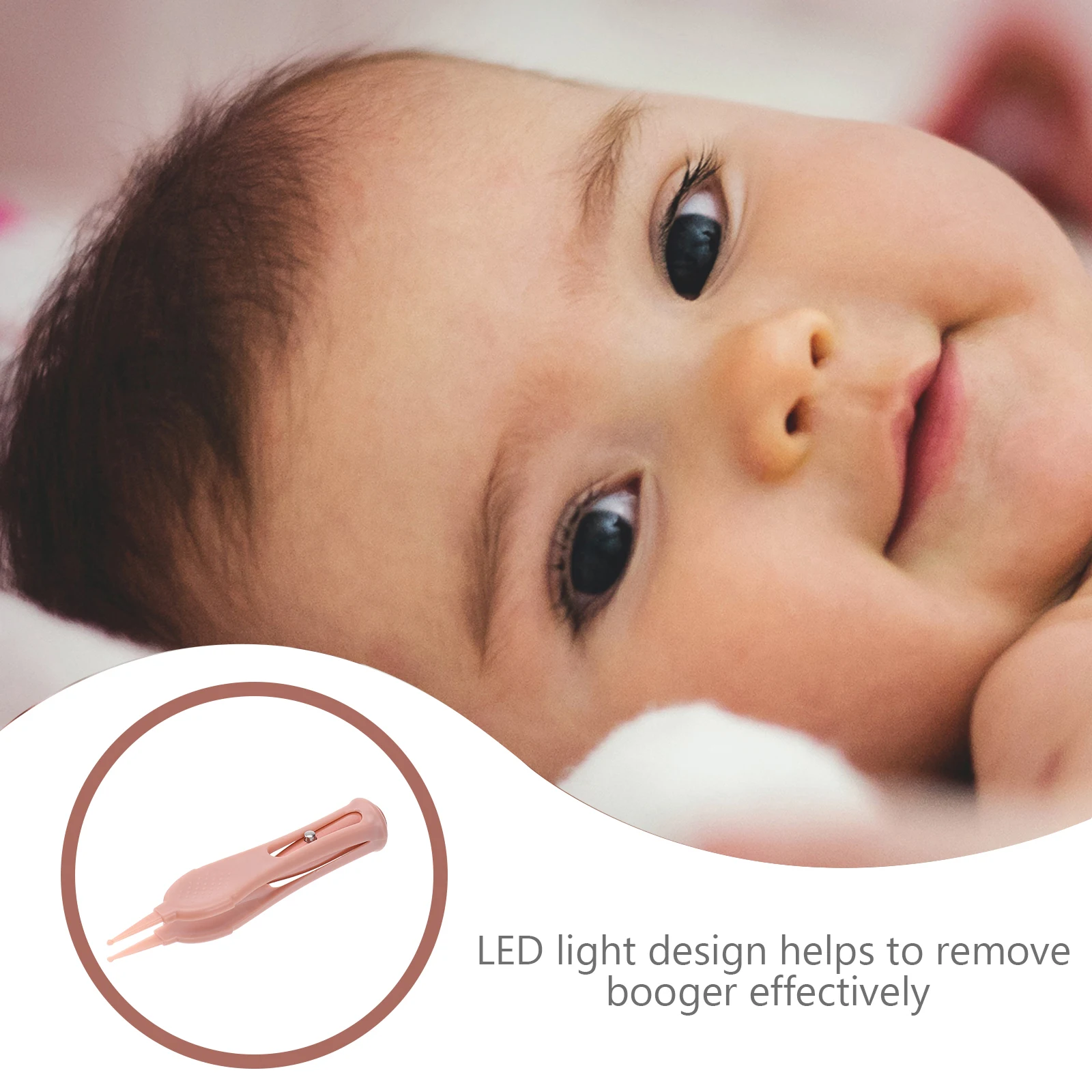 ملقط أنف بيبي بوجر من الفولاذ المقاوم للصدأ الوردي، مشبك خفيف الوزن من السيليكون لتنظيف الأنف والأذن والسرة #1