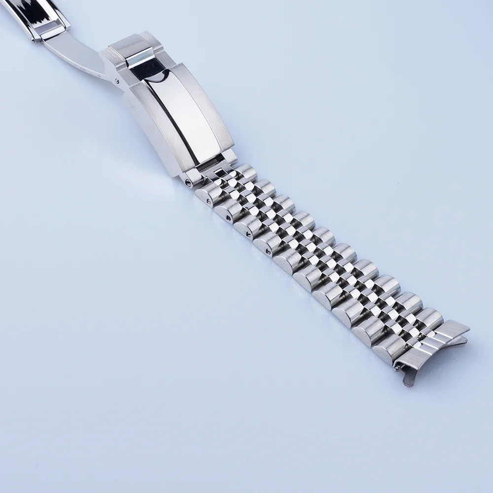 20 21mm Sliver Hollow Curved End Solid Screw Links Watch Band Jubilee strap For Seiko 5 For Seiko Panda SSC813- 819/ SSC911- 917