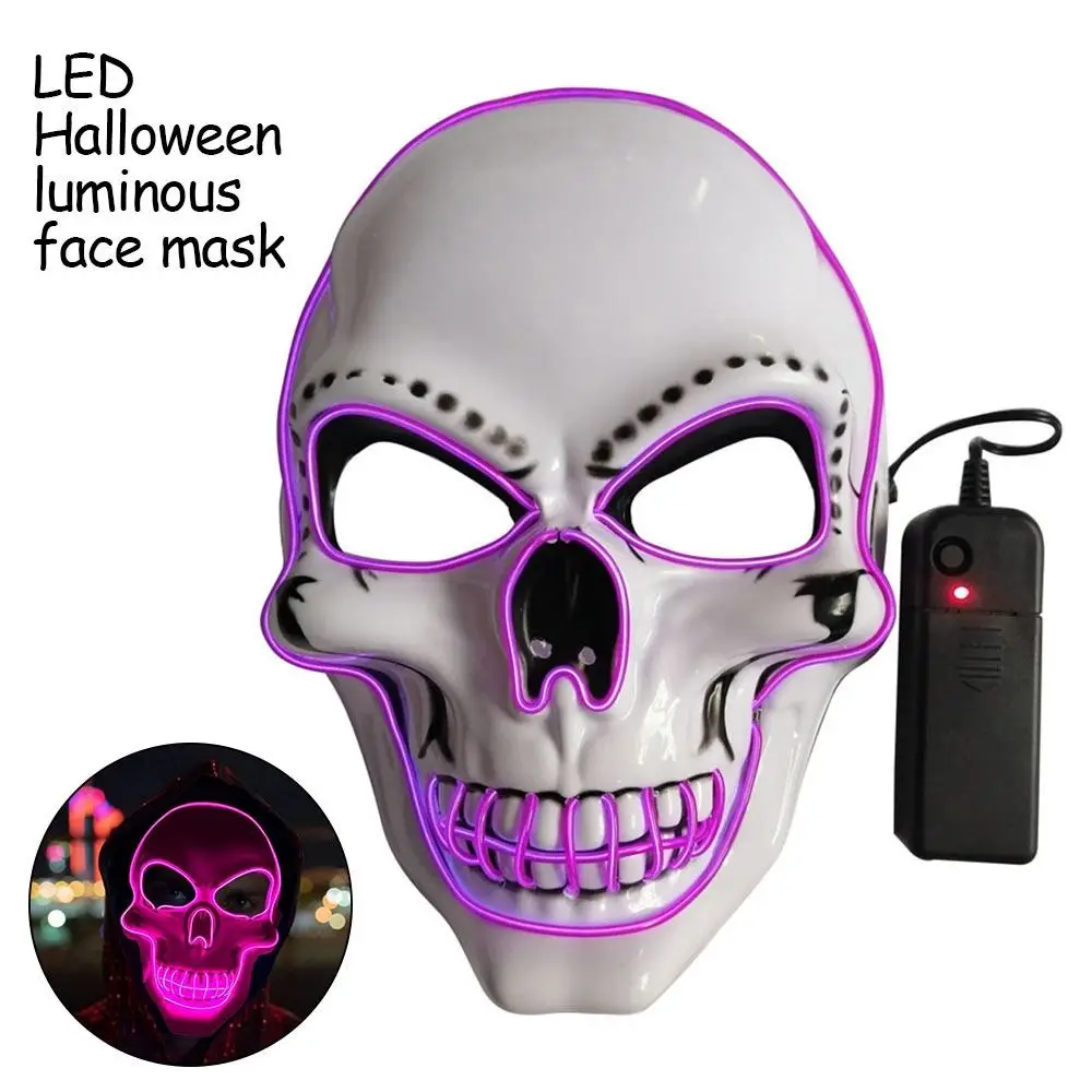 أزياء الرعب هالوين الجمجمة قناع زي الهالوين التأثيري LED قناع الضوء البارد LED ضوء تأثيري قناع حفلة الهالوين