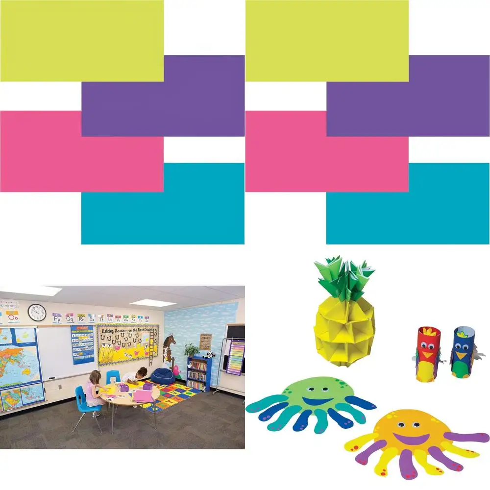 

Яркая бумага для декора класса, устойчивая к выцветанию, 48 x 12 футов, разные цвета, 4 рулона