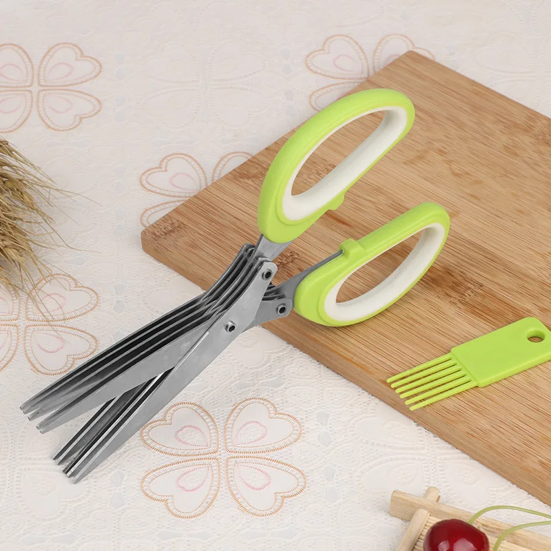 Dropship Stainless Steel Kitchen Scissors Five-layer Onion Flower Cut Kitchen Vegetable Cut Clinker Handle Multi-purpose Scissor