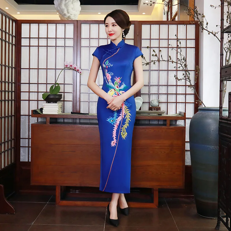 

Cheongsam New Improved Fashion Slit Slim Fit Daily Long Elegance Retro Large Size Mom's Clothing Performance Clothes