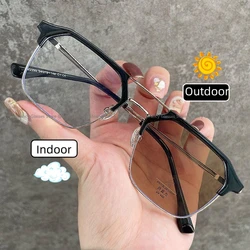 Women's New Style Photochromic Myopia Glasses Unisex Vintage Color Changing Near Sight Eyewear Men New Trendy Smart Sunglasses