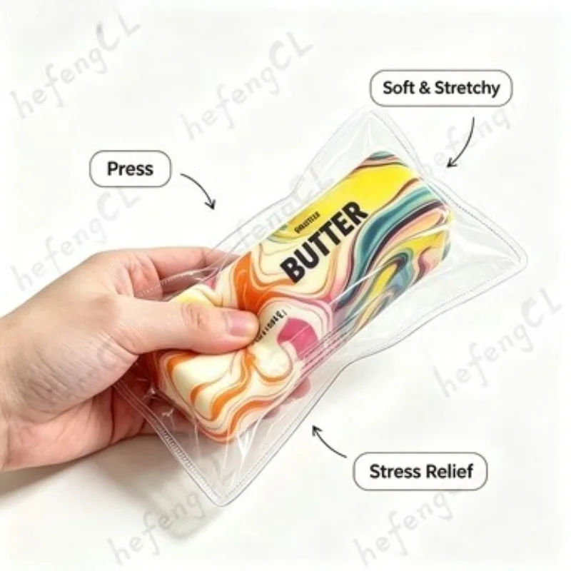 Marble Print Butter Squishy Toy Soft TPR Squeeze Stress Relief Fidget Toy Kawaii Food Shape Sensory Decompression Toy