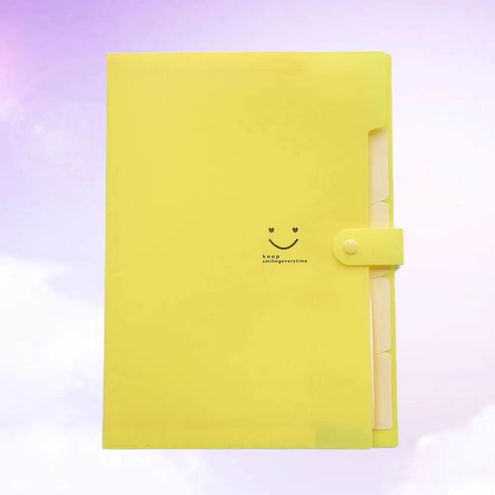 Plastic A4 File Folder 5 Expandable Pockets with Snap Button Closure Clear Indexed Dividers Bright Color Accordion Organizer