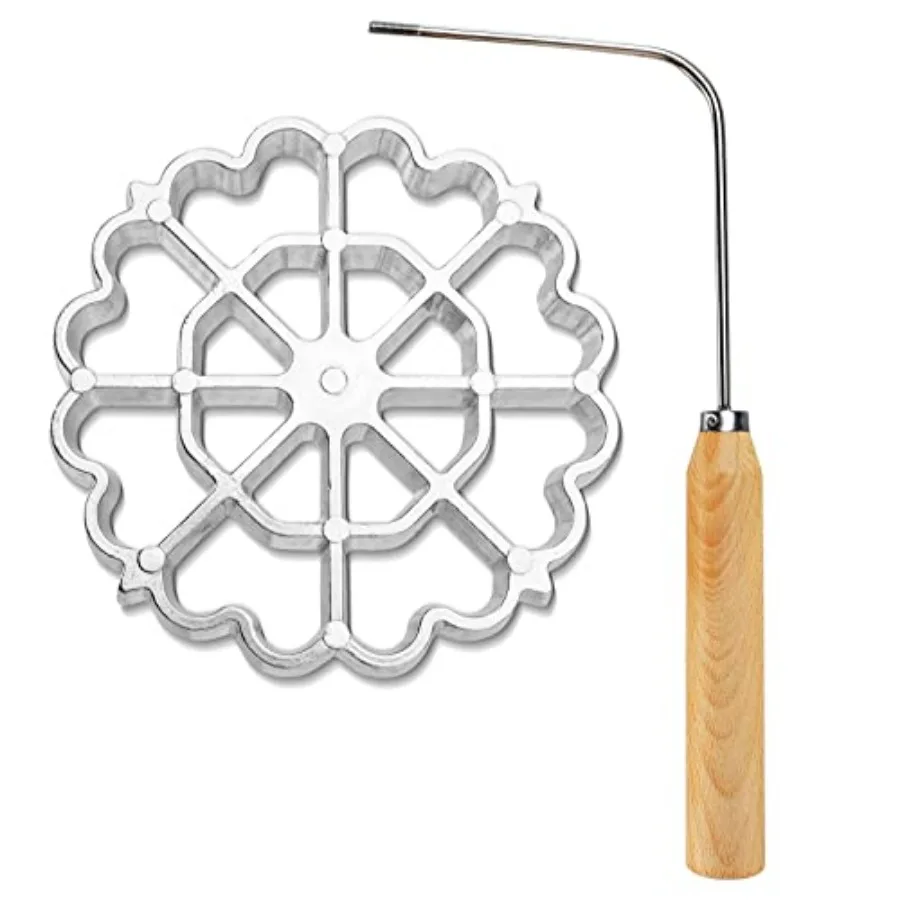 

Bunuelos Mold Rosette Iron Molds Set with Wooden Handle, Lotus Flower Bunuelos Cookie Maker Mold, Funnel Cake Maker Cooking Sta