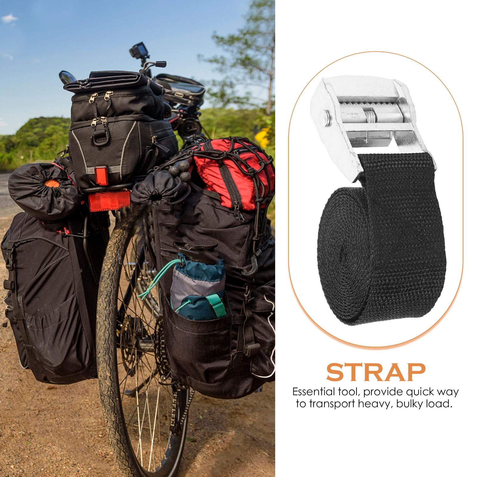 

Fixed Strap Motorcycle Tie down Bicycle Straps for Bike Rack Adjustable Cable Auto Retractable Ratchet