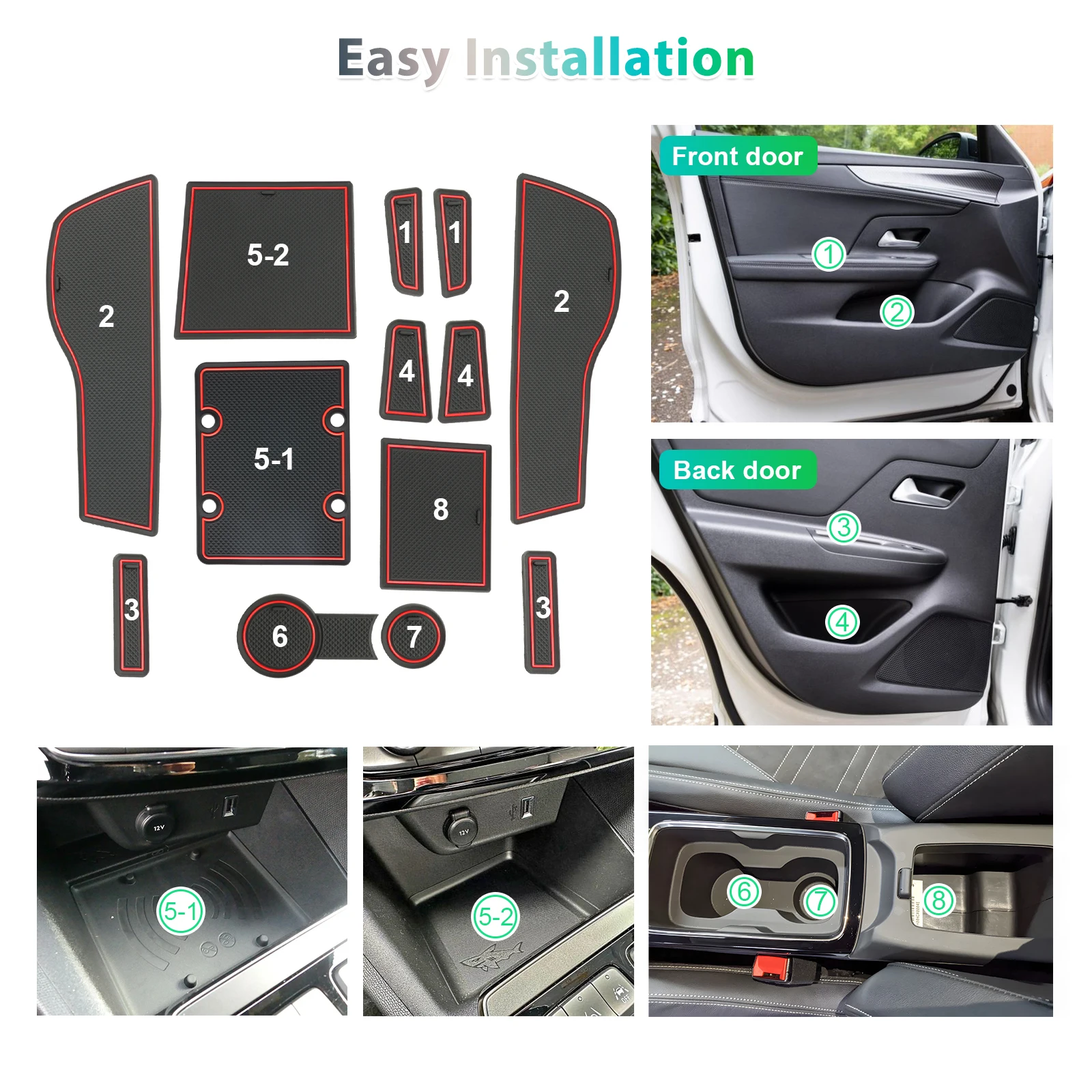 For Opel Mokka B GS Line / Opel Mokka-e 2021-2025 Car Door Groove Mat Anti-slip Slot Pad Auto Interior For Mokka B Accessories
