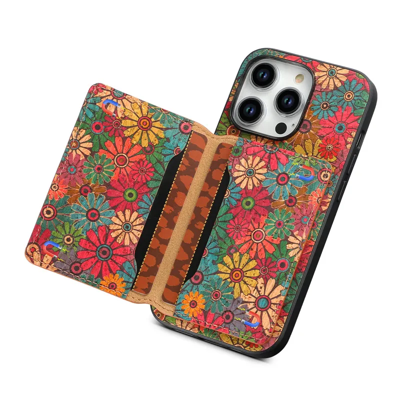 Luxury Flower Figure Card Holder Wallet Leather Case For iPhone 11 12 13 14 15 Pro Max Plus XS Max XR 7 8 SE 2022 Back Cover