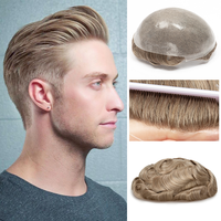 Double Knots Men Toupee 0.08mm Durable Men's Capillary Prothesis Skin Toupee Men Wigs Male Wig Hair Prosthesis 100% Human Hair