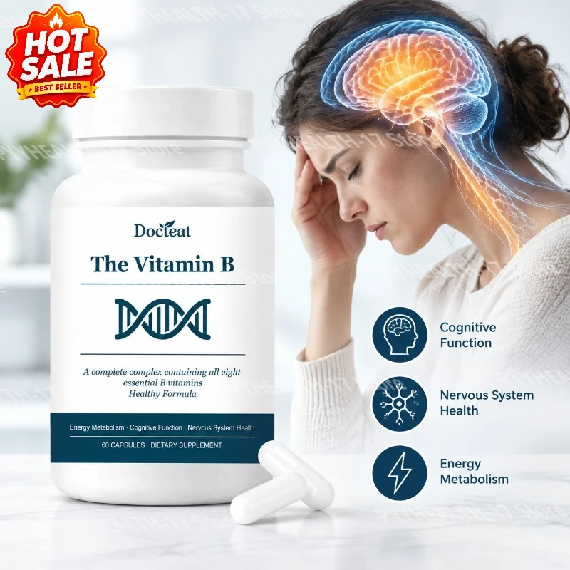 Docteat The Vitamin B Capsules for Cognitive Function and Nervous System Health with Eight Essential B Vitamins 60 Capsules