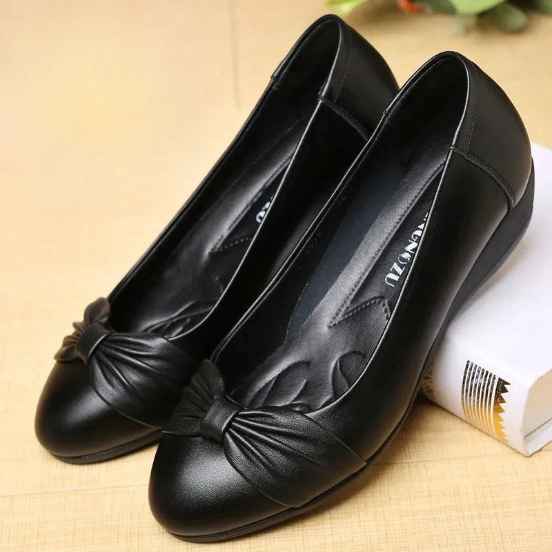 Shoes Women Mid Heel Office Lady Pumps PU Leather Black Basic Square Heeled Spring Autumn Loafers Female Zapatos