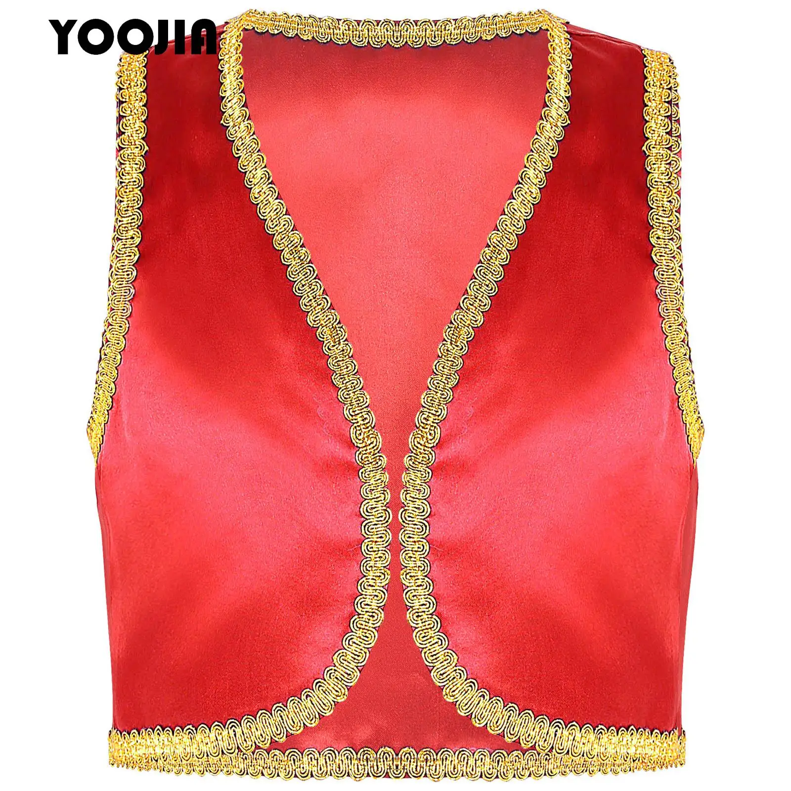

Boys Arabian Prince Costume Children Satin Waistcoat Vest for Halloween Arabian Prince Fancy Dress Up Genies Cosplay Tops