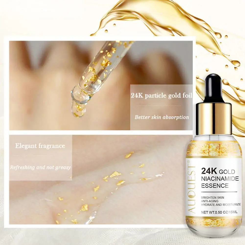 15ml 24K Gold Serum Niacinamide Serum Hyaluronic Acid For Face Dark Spot Remover Whitening Moisturizing Face Skin Care