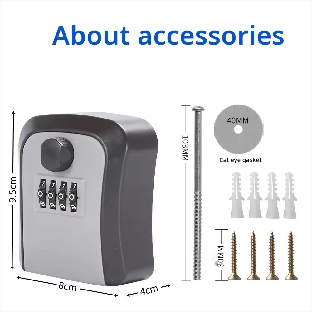4 Digit Code Key Storage Case Locking Turn Knob Waterproof Password Key Box Hanging Design Key Organizer Box for Home Security