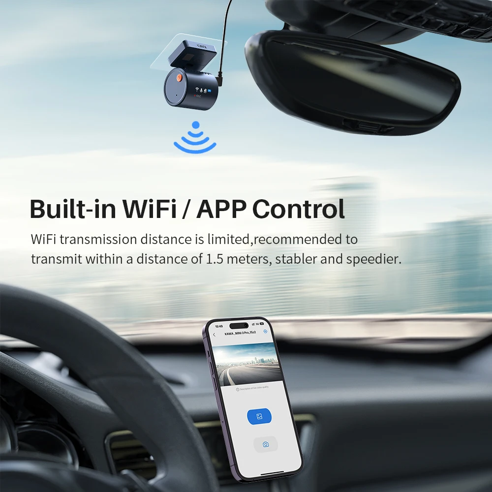 블랙박스 2K KAWA MINI 3 Pro 카메라 자동차 DVR Tiny Dash Cam 24 주차 자동 비디오 레코더 WiFi APP 음성 제어 자동차 dashcam 썸네일 5