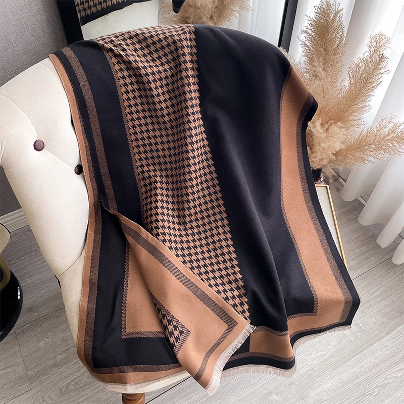 2024 Luxury Brand Two-Sided Jacquard Scarf pashmina Cashmere Soft Warm Fringe Pashmina Shawl Winter Coldproof Windproof Blanket