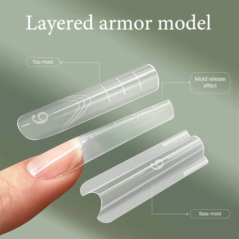 [E] 280Pcs Sandwich Dual Nail Forms 14 Size Extensions Coffin Almond Top Bottom Mold Nail Art Tool