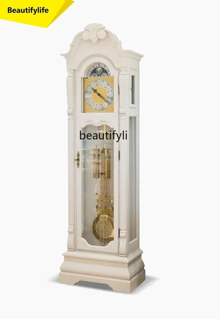 Q181 L German Hermle European Style the Grandfather Clock Living Room Retro Clock Vertical White Pendulum Clock Luxury