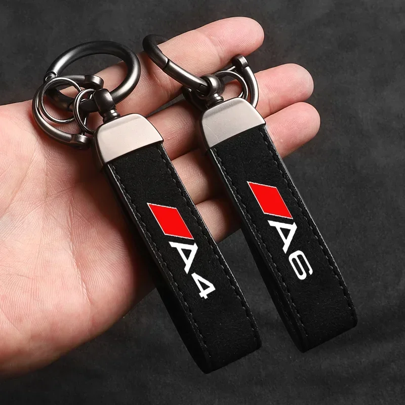 Image of Auto Wildleder Schlüsselanhänger Sport Schlüsselanhänger individuelles Geschenk mit Logo für Audi A1 A3 A4 A5 A6 A7 A8 Q3 Q5 Q7 Q8 TT B4 B5 B6 Autoschlüssel Seil