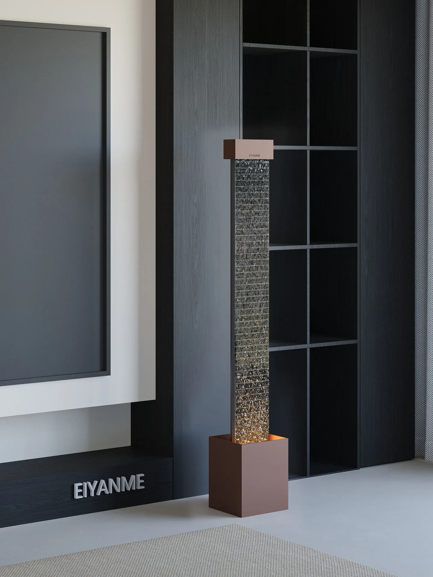 Flowing water ornament TV cabinet large floor-to-ceiling water curtain wall light luxury living room entrance circulating