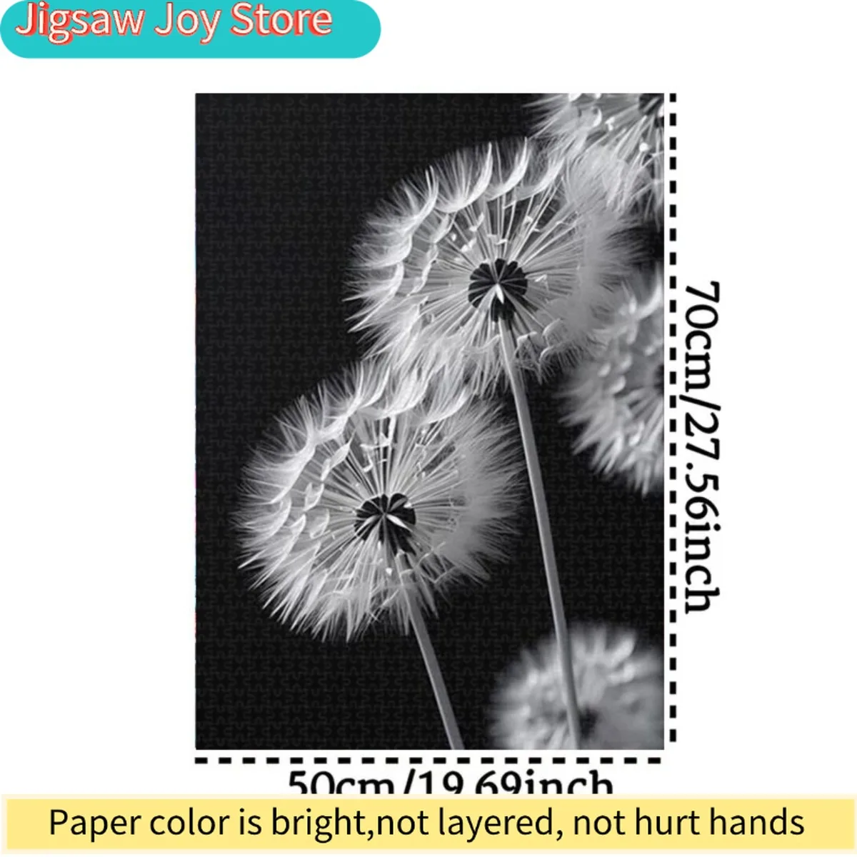 

1000pcs Black and White Dandelion Puzzle - Relaxing Art Stress-Relief, Gentle Open Design, Portable Cardboard Jigsaw for Begin