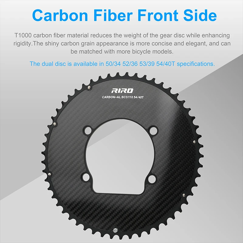 Riro Carbon 110Bcd Chainring Carbon Road Bike Chainring 50-34T 52