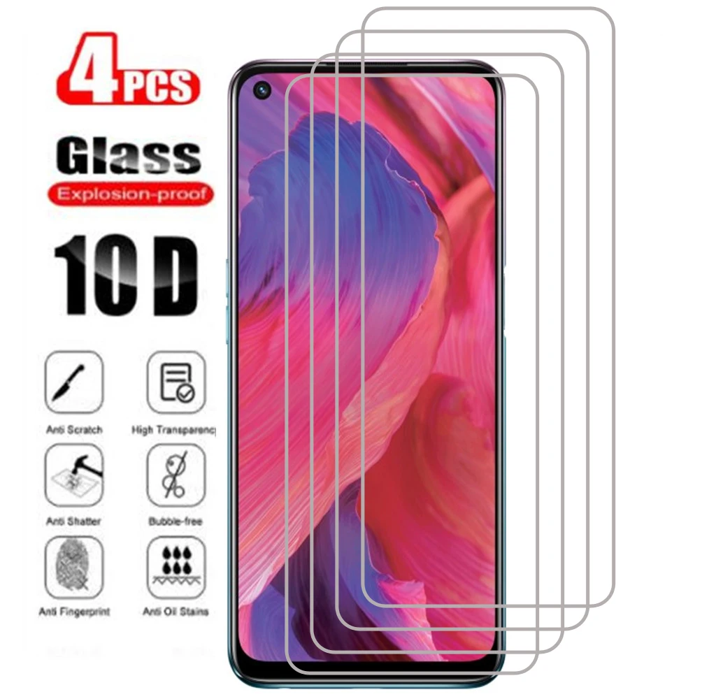 4Pcs For OPPO A54 5G 4G A53 A53s 2020 A52 Full Cover Protective Glass Screen Protector Phone case On the opo a 52 a 53 s a 54 a