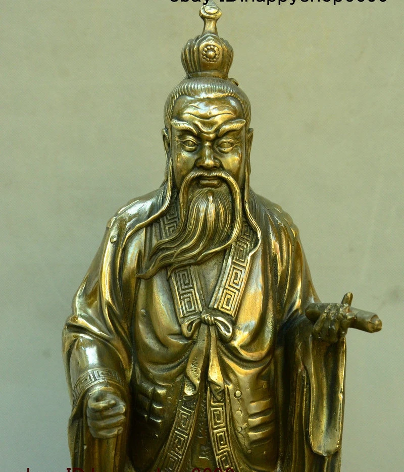 Chinese Temple Bronze Lord Lao Zi old boiler man Too up old man God Friar Statue