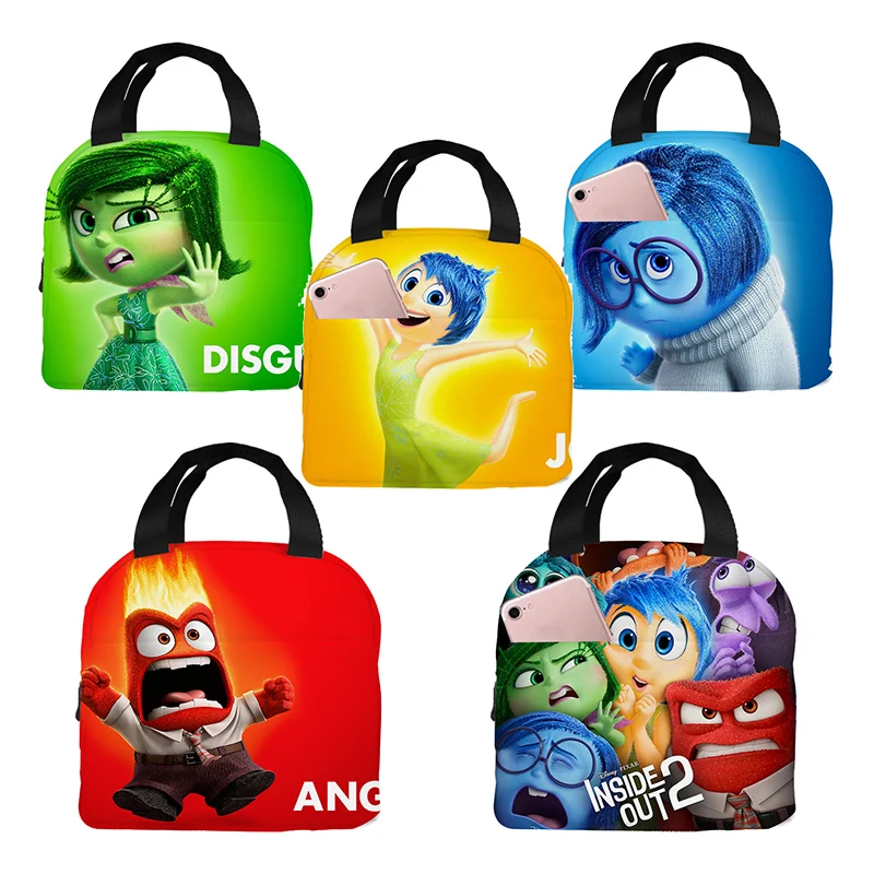 Disney Inside Outs Men Women Work Lunch Hand Bags New Movie Cartoon Portable Kid Student Thermal Insulated Lunch Food Drink Case