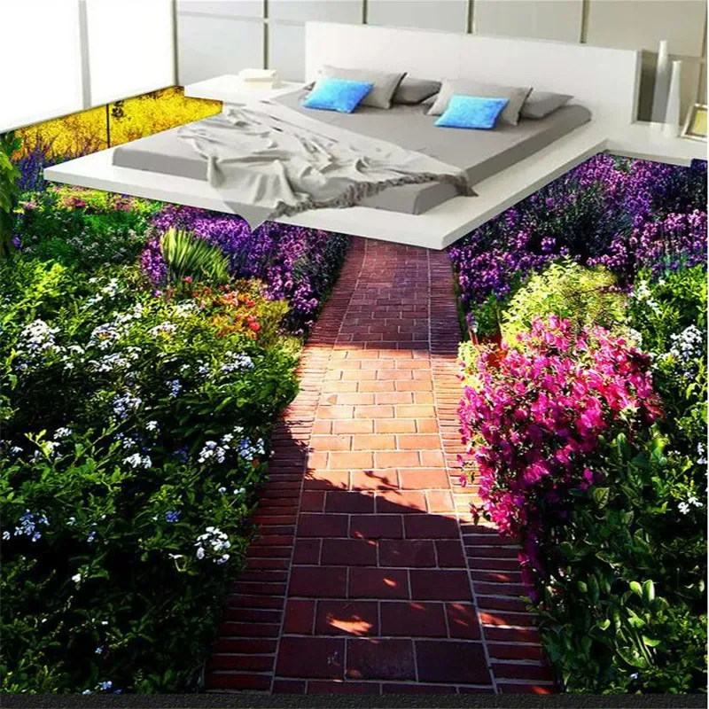 beibehang bathroom Custom 3D floor mural wall paper wear non-slip waterproof thickened self-adhesive PVC sticker painting Murals