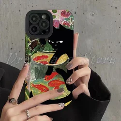 Goldfish and A Cat Phone Case for Iphone 11 Pro Max Iphone 16 Pro Max Iphone 13 Pro Max Iphone 14 Pro Max Iphone 15 Pro Max Case