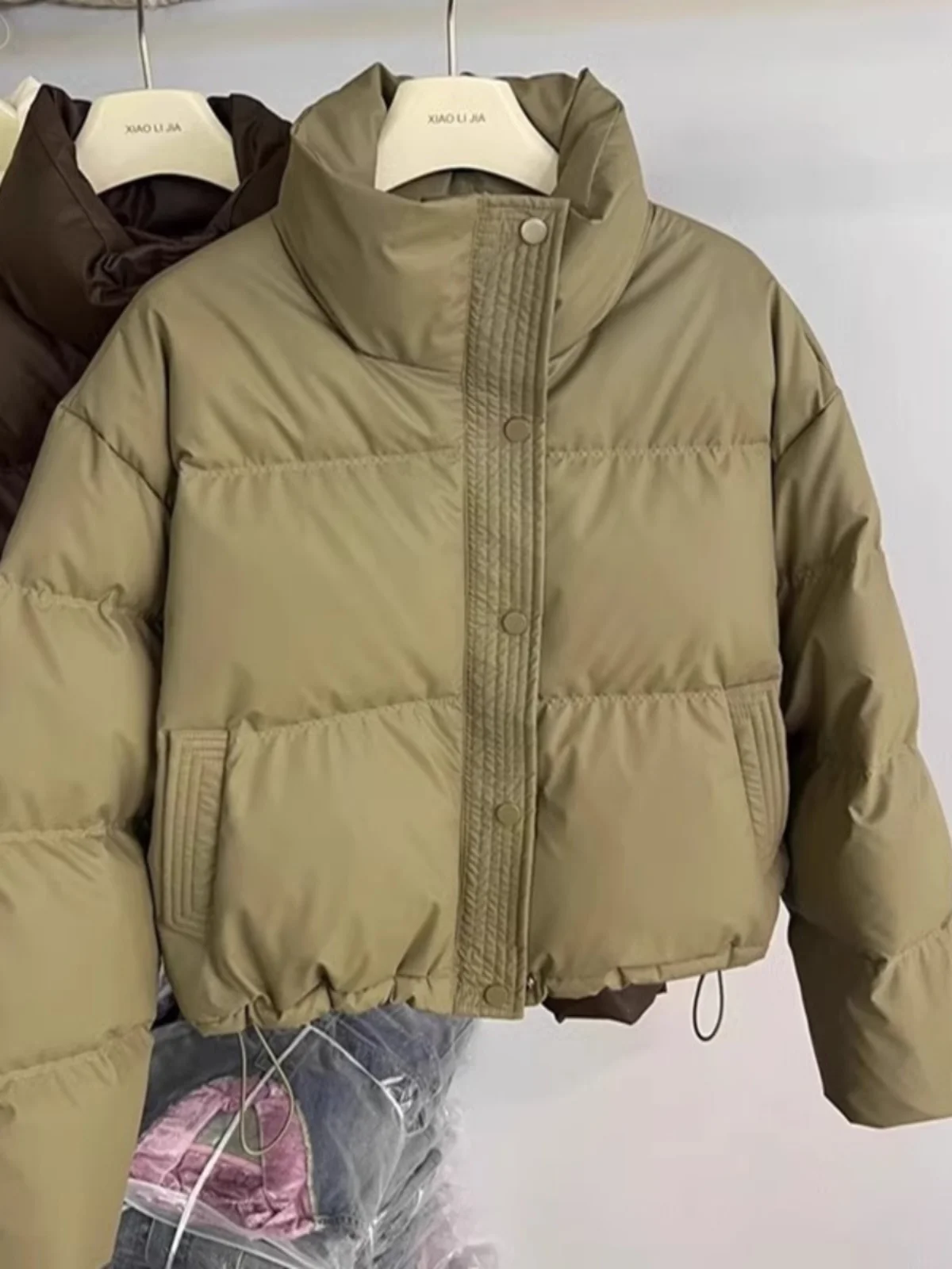 

Faionable Pure Color Cotton Jaet Women's Loose Fit Warm Bread Sle Winter Outerwear High Waist Commute Sle Long Sve