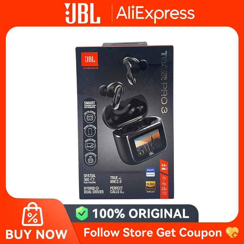 JBL Tour Pro 3 True Wireless Наушники с шумоподавлением и интеллектуальным чехлом для зарядки Bluetooth 5.3 LE Audio Hi-Res LDAC 44 часа воспроизведения