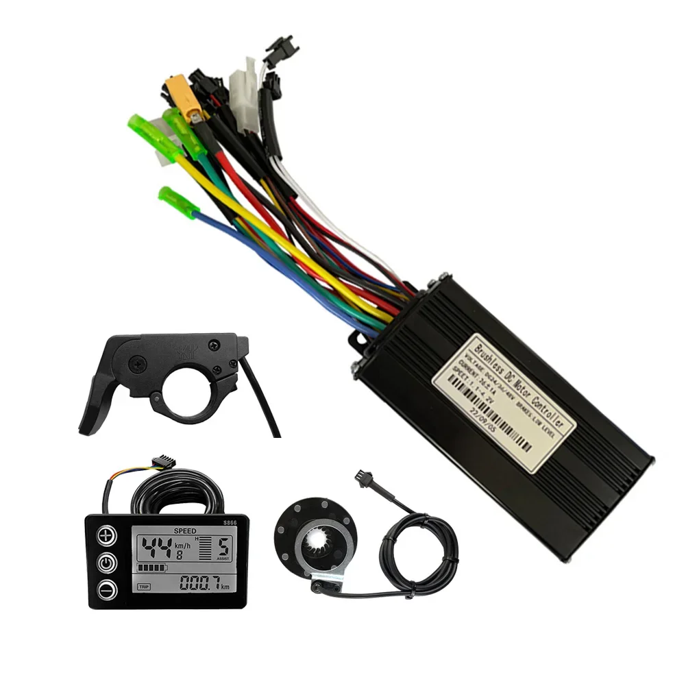 

E-Bike LCD Display Controller Kit 26A 24/36/48V Black LCD-S866 Metal+ABS Thumb Throttle For MTB Bicycle Scooter