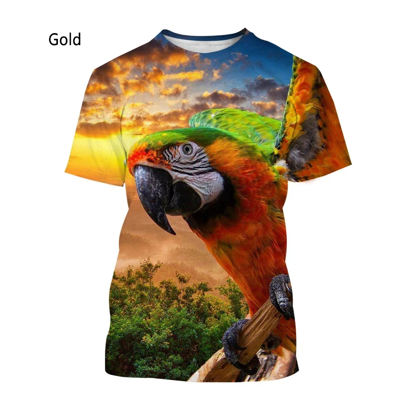 New Fashion Parrot Animal 3D Printing T-shirt Men\'s and Women\'s Summer Casual Short-sleeved Shirt Tops