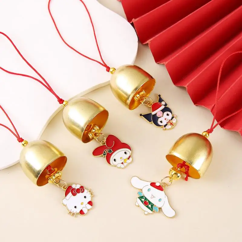 New Year Kawaii Sanrio Bell Pendant Hello Kitty Cinnamoroll Christmas Tree Cartoon Pendant Bag Car Decoration Wind Chime Gifts ﻿