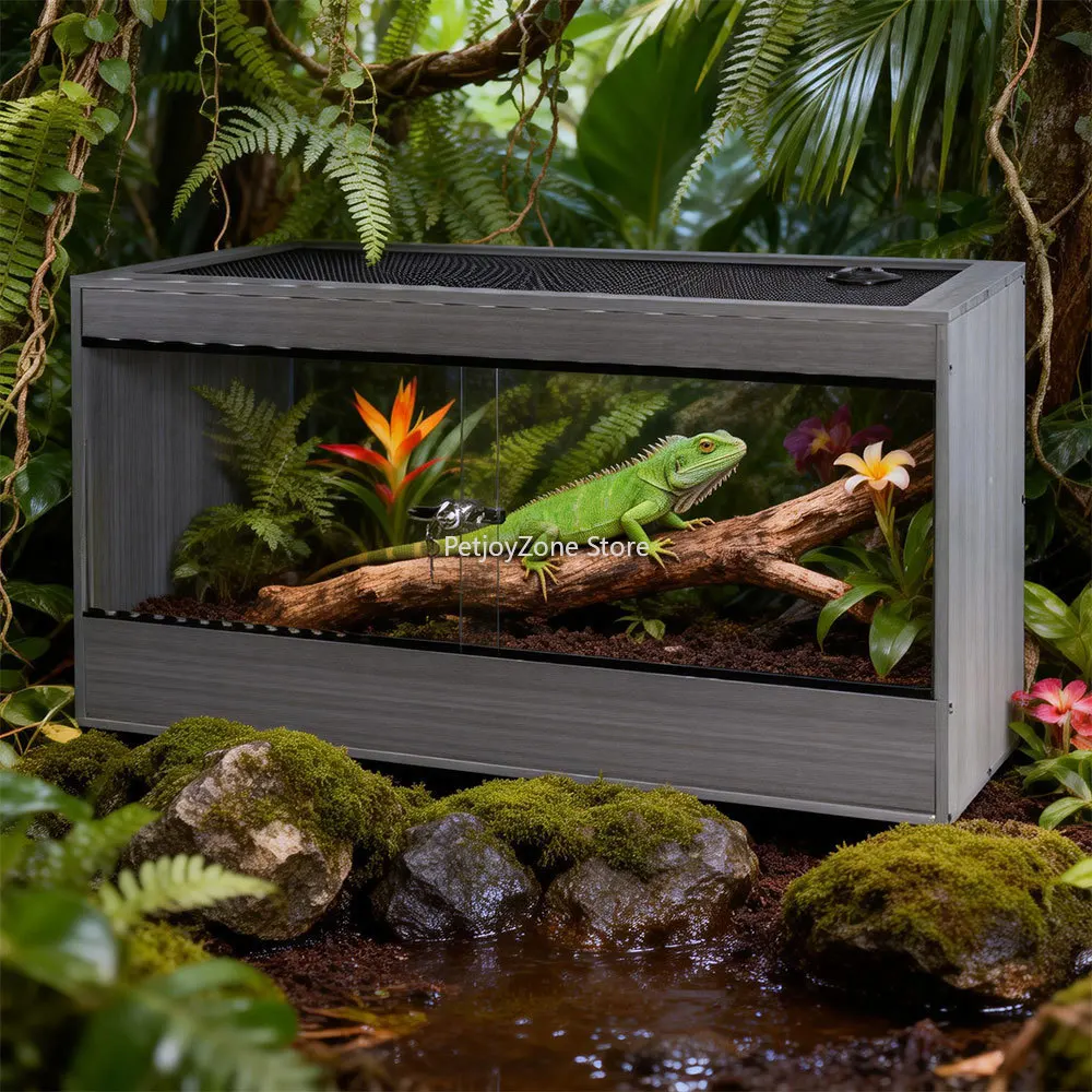 Eco-Friendly Durable Reptile Enclosure With Compartment PVC Material Stackable Design 90 Gallon Capacity & Lock
