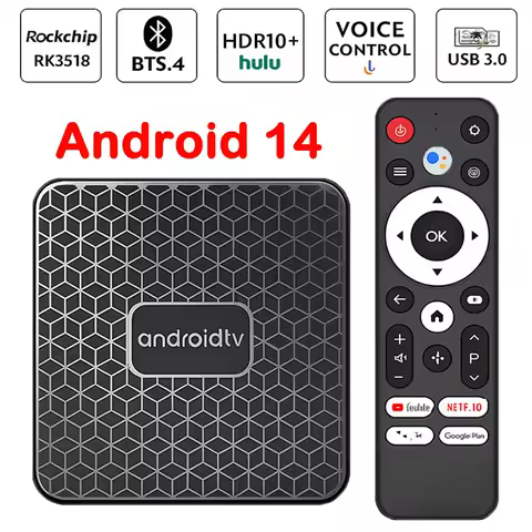 Android14.0 TV Box Rockchip RK3518 Tik Tok Google Play Smart Voice Control 2.4G/5.8G Dual WiFi Video 4K Media Player Set Top Box