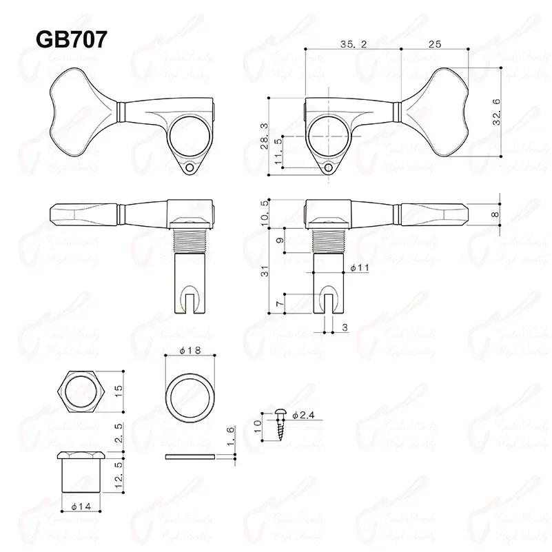 1 Set 4/5/6 Strings Original Genuine GOTOH GB707  Electric Bass Machine Head Tuner (Without box)