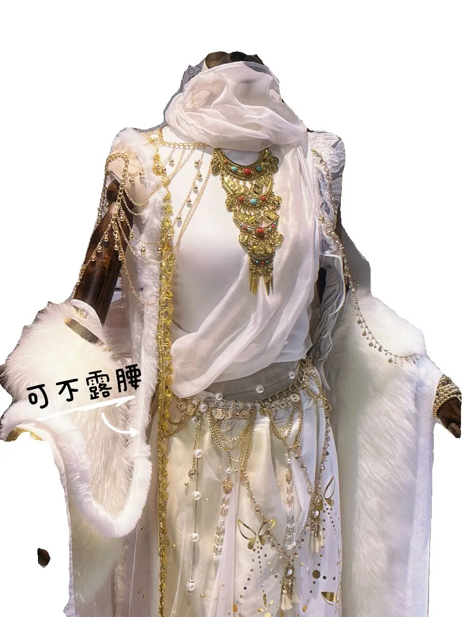 Disfraz oficial de Anime Heaven Blessing Xie Lian, Tian Guan Ci Fu, sombrero Xielian, Hanfu blanco, accesorio para Halloween