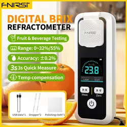FNIRSI JBM-10 JBM-20 Digital Brix Refractometer Rechargeable Sugar Content Meter Measure Fruit Juice Beverage Wine Beer 32% 55%