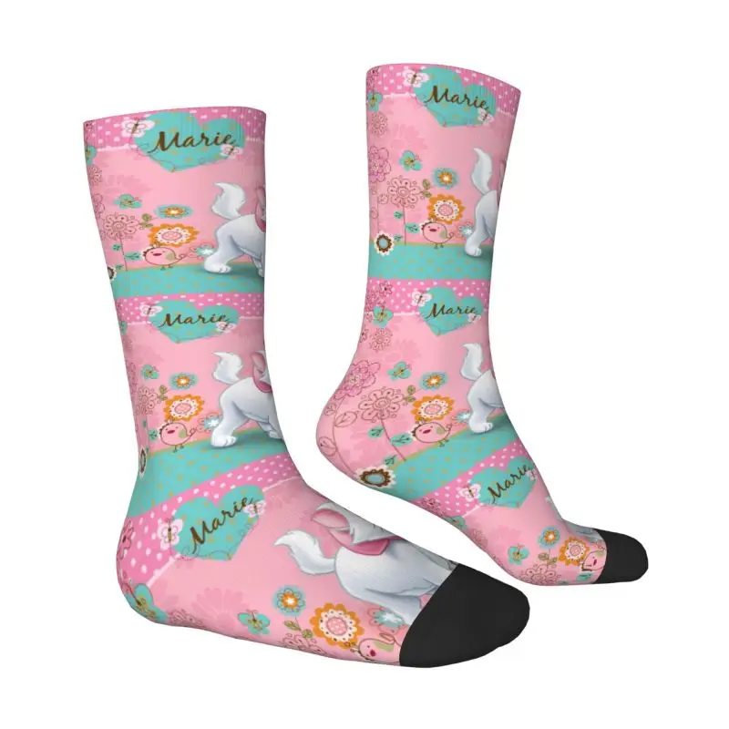 Fun Men's Cute Marie Cat Dress Socks Unisex Warm Breathbale 3D Printed The Aristocats Crew Socks